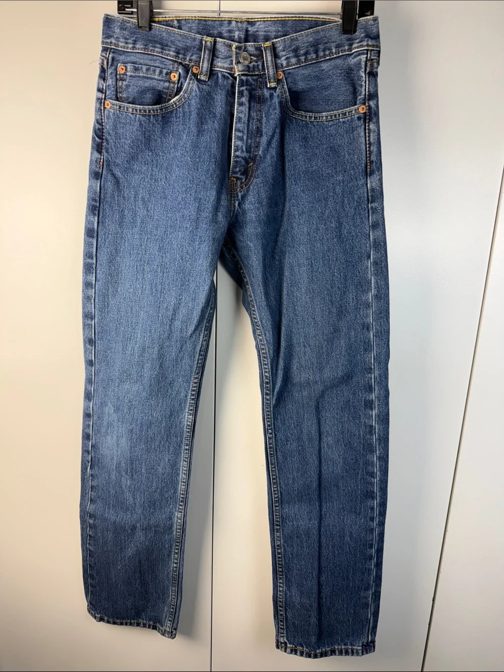 Levi's 505 Straight Fit Dark Blue Denim Jeans W31 L32 EUC vintage